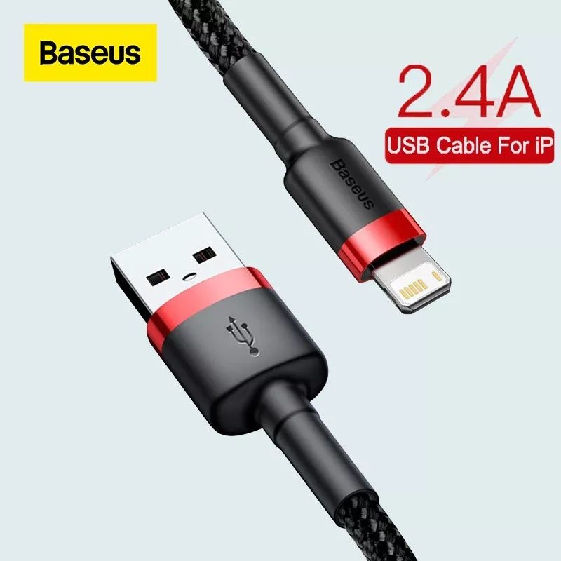 Кабель Baseus USB to Lightning 2,4А 1м 2м для Apple iPhone iPad шнур
