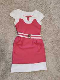 Сукня, розмір с, рожева з білим