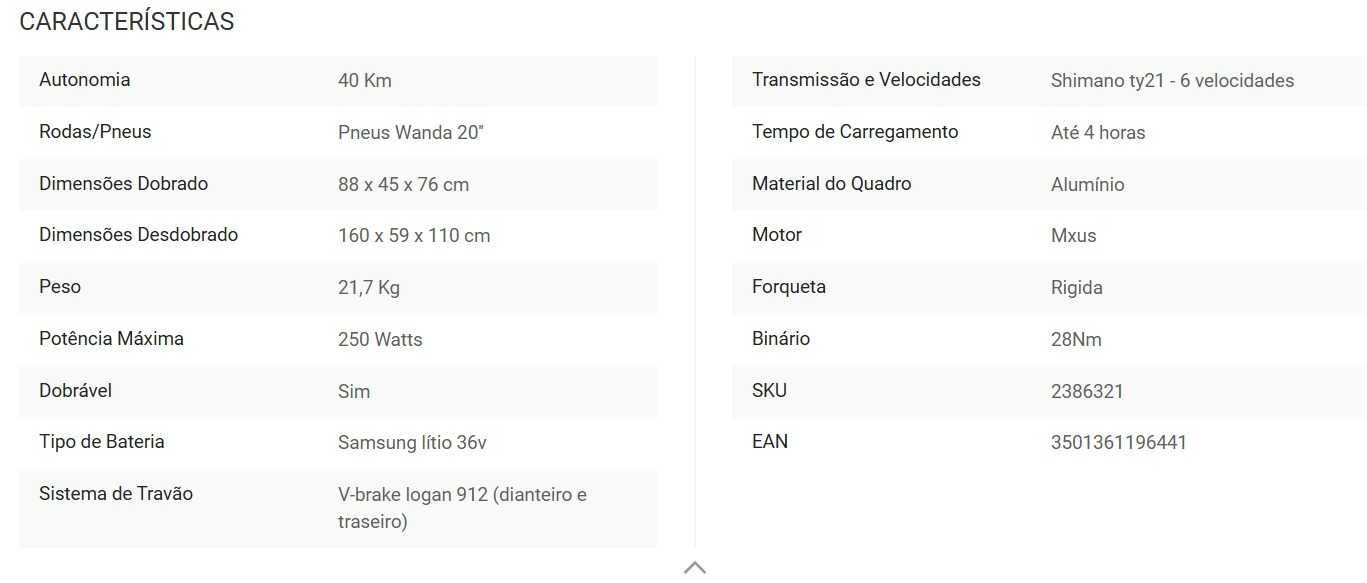 Bicicleta WAYSCRAL Elétrica com carregador
