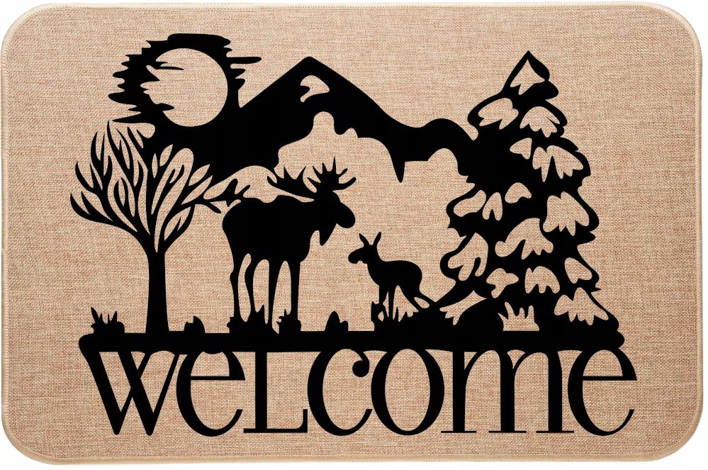 wycieraczka wejściowa lniana dla myśliwego łoś las welcome