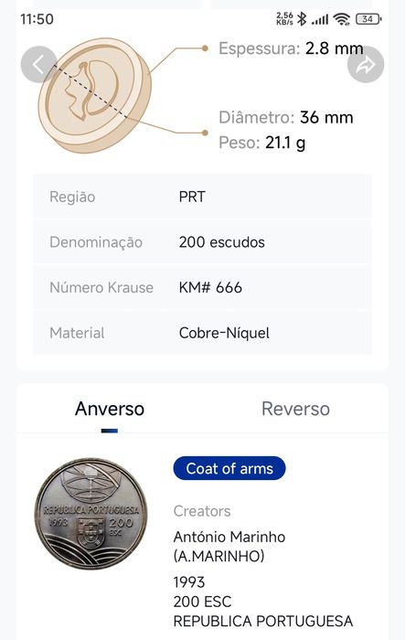 Moeda antiga de Portugal