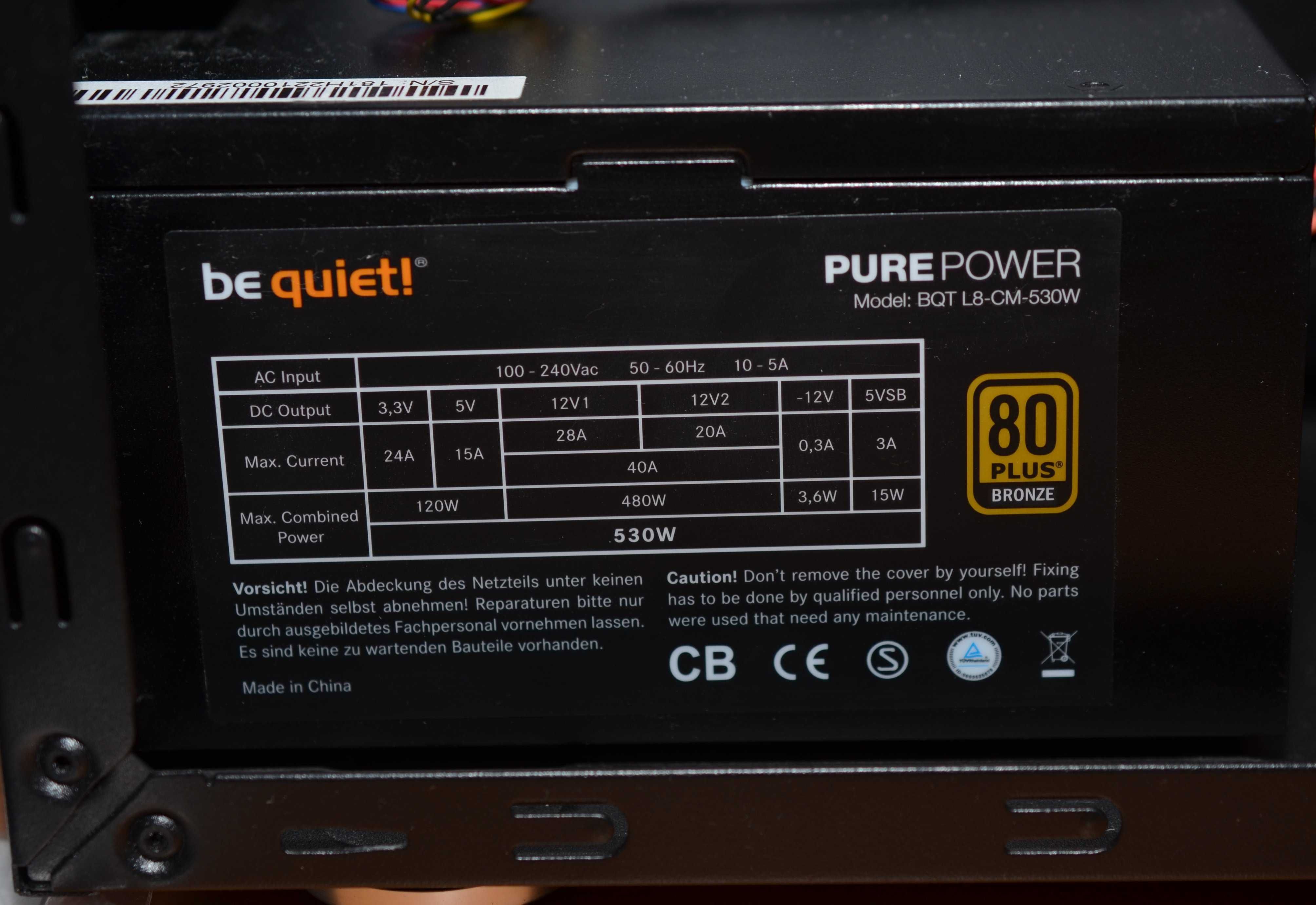 Duża obudowa ATX CoolerMaster Silencio 550 z zasilaczem BeQuiet 530W