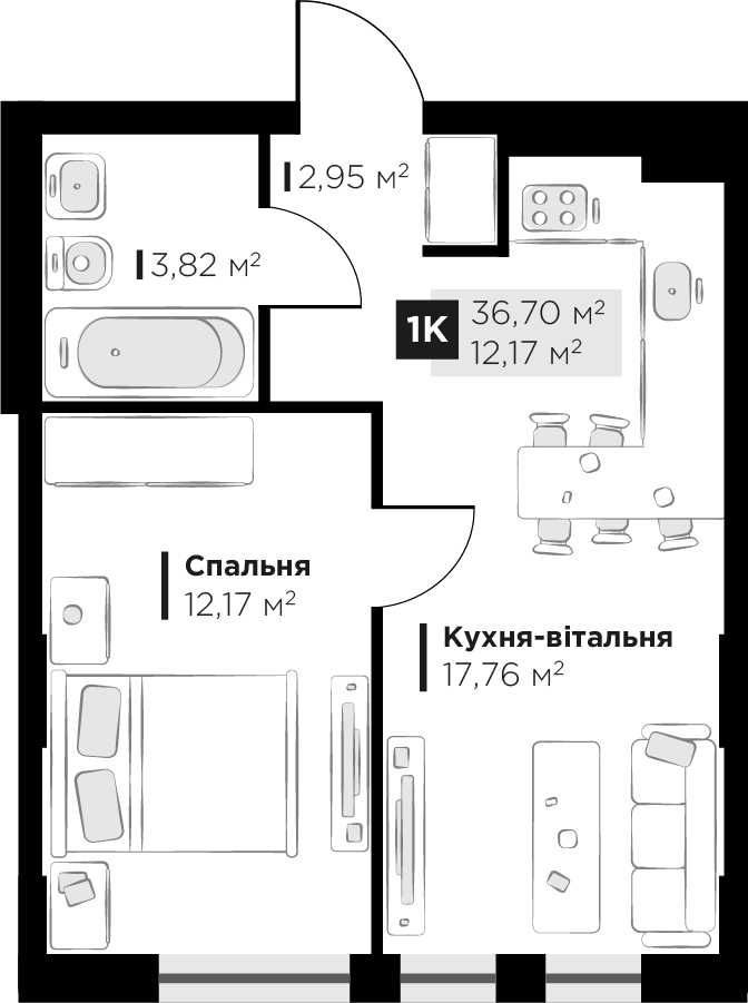 Продаж 1 кім. квартири Perfect Life Винники 36.7 м2