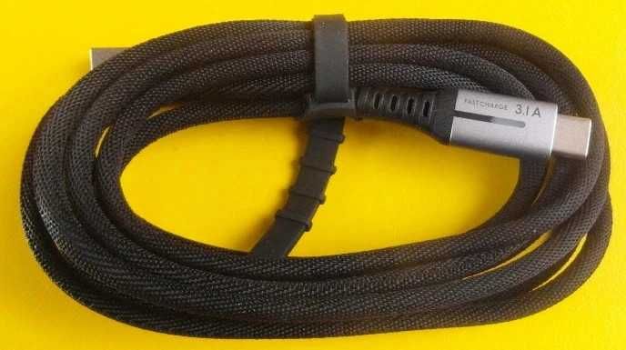 Kabel USB C 2m 200cm 3.1A wzmacniany w oplocie INIU szybkie ładowanie