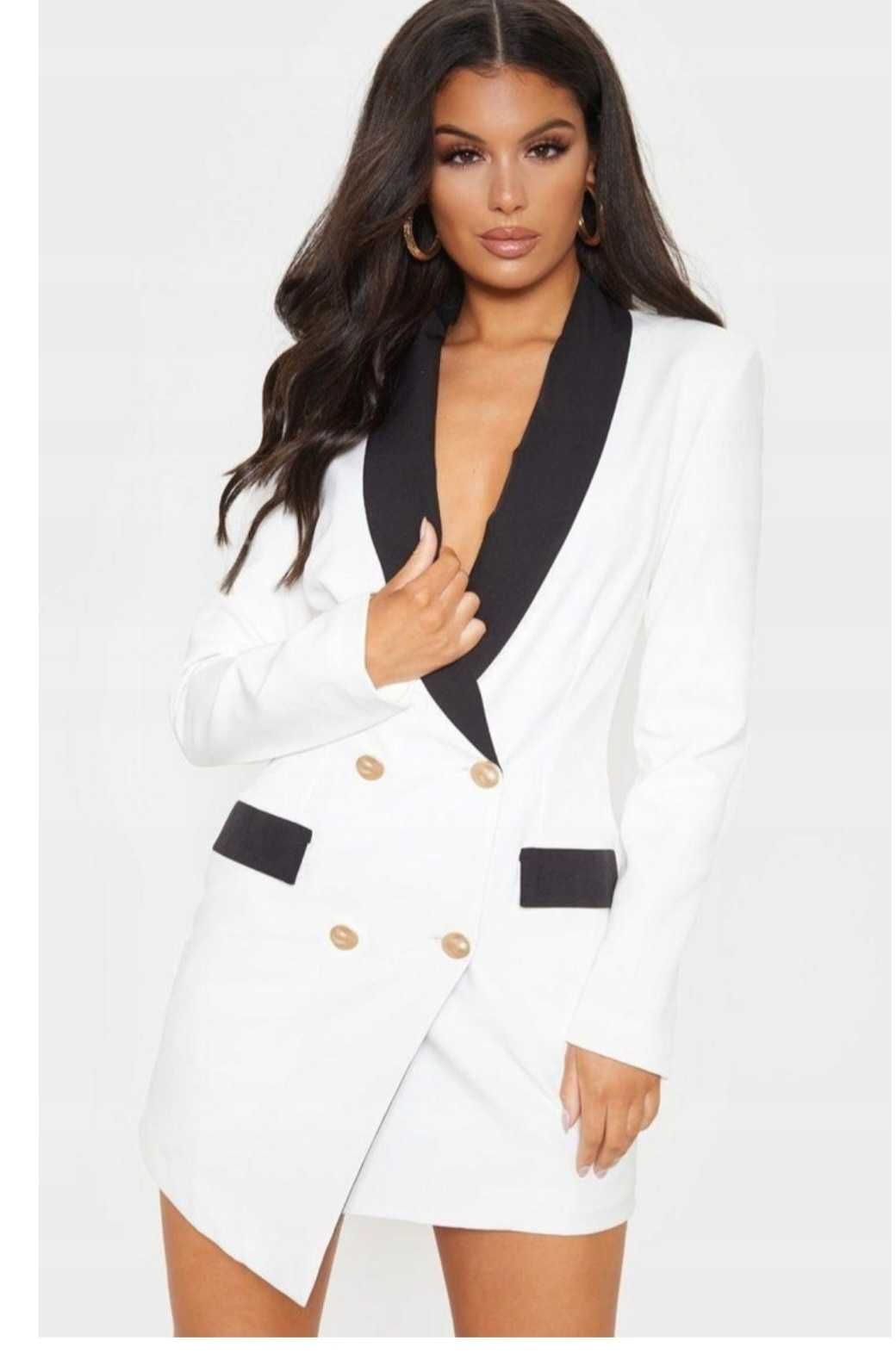 Zara prettylittlething sukienka l 40 marynarka smokingowa