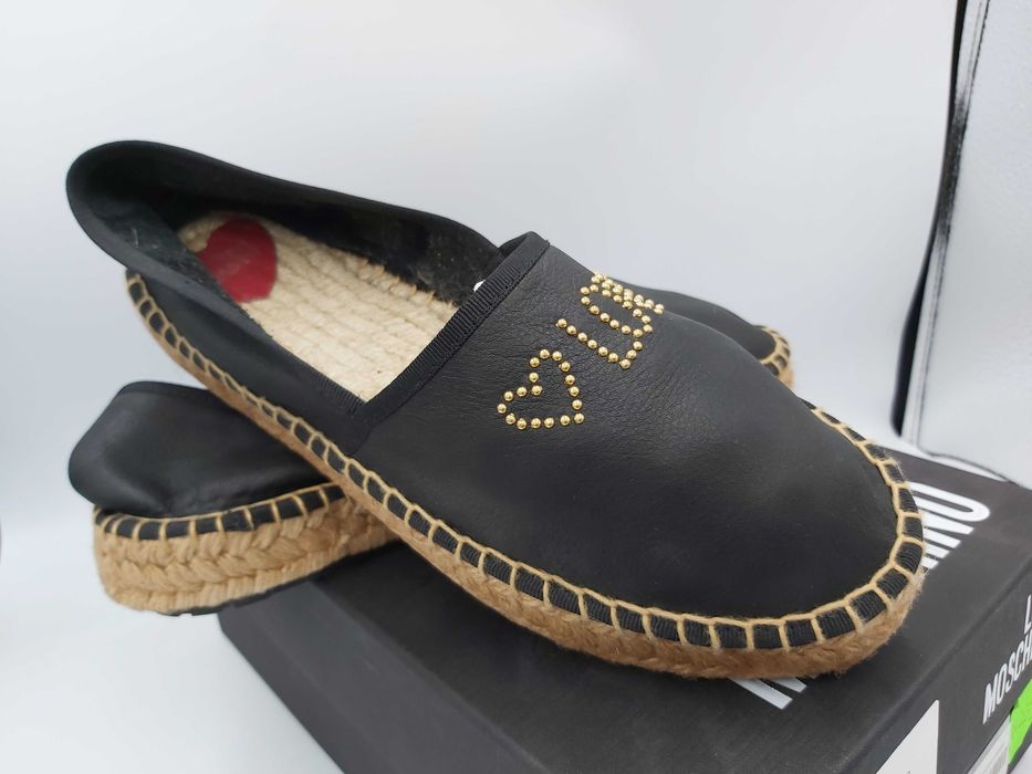 Mokasyny czarne LOVE MOSCHINO dżety espadryle rozmiar 39