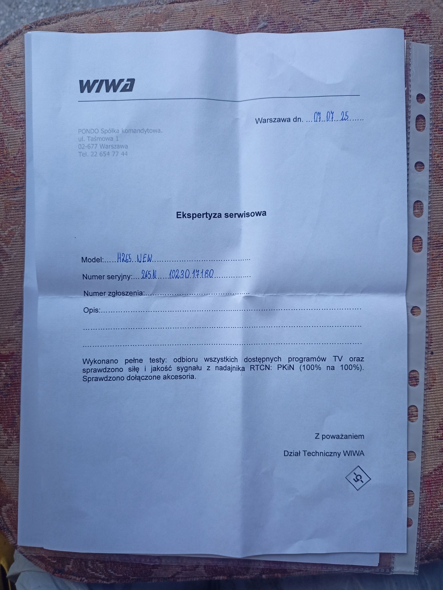 Dekoder DVB-T WIWA na gwarancji