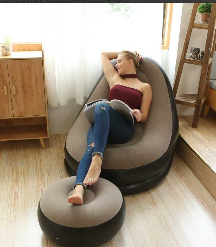 Надувное садовое кресло с пуфиком Air Sofa Comfort zd-33223, велюр