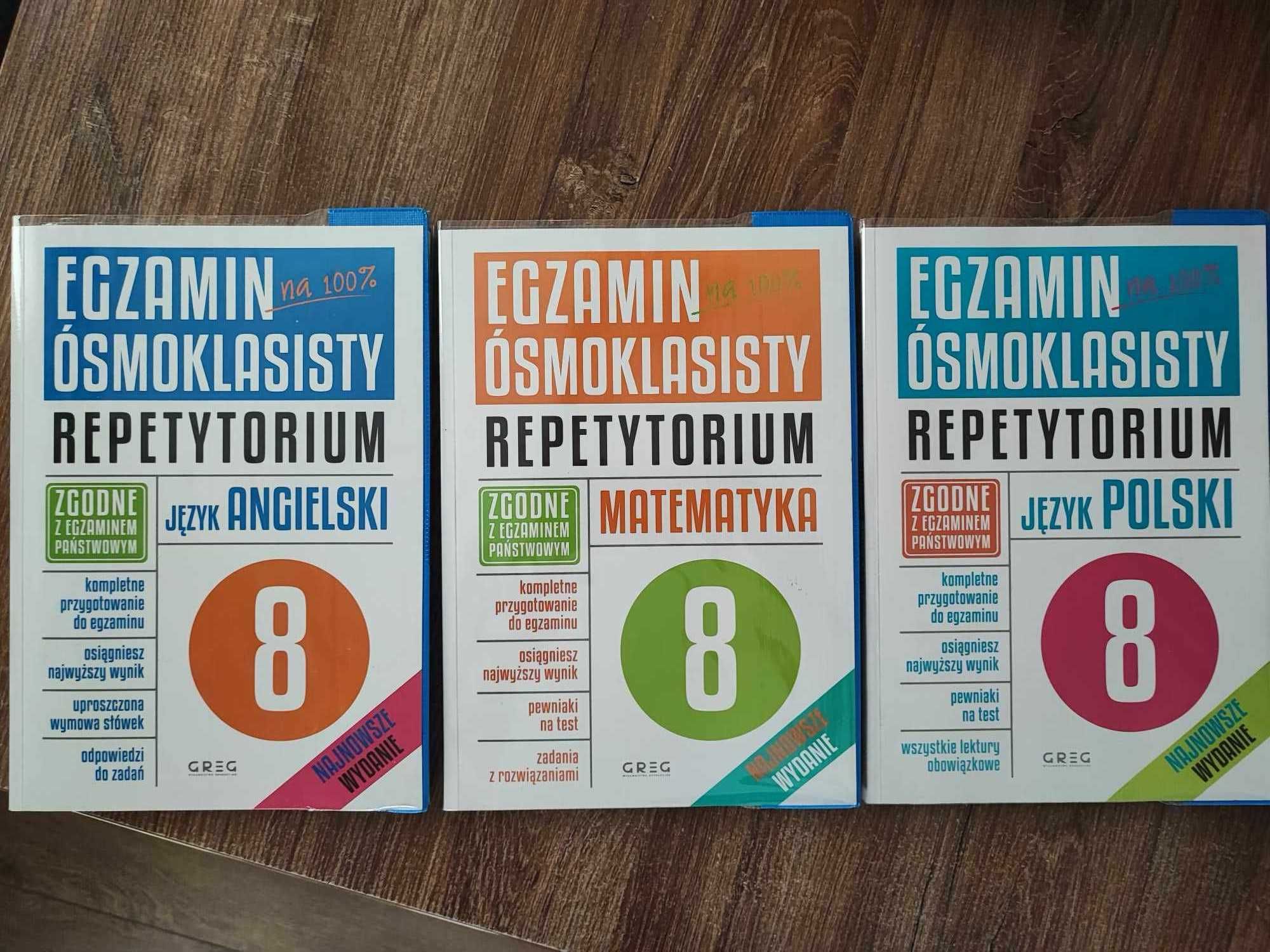 Repetytorium egzamin ósmoklasisty 8 angielski polski matematyka NOWE