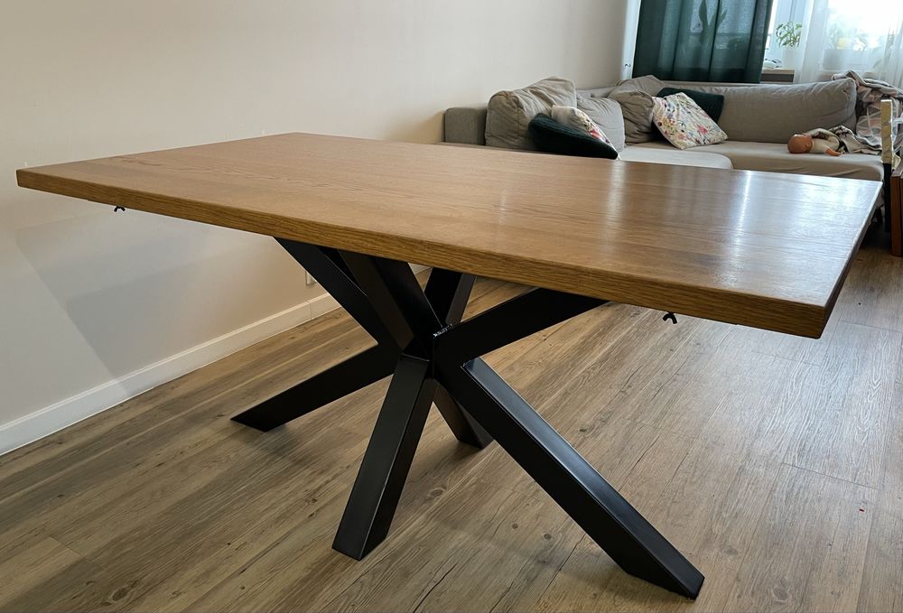 Stół dębowy rozkładany + stolik kawowy loft – lite drewno