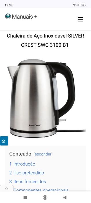 Chaleira/cafeteira elétrica de Aço Inoxidável SILVER CREST SWKE 3100