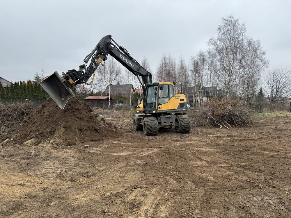 Prace ziemne usługi koparka kołowa z przyczepką rotor widły chwytak