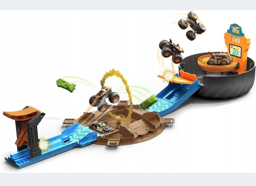 Zestaw Hot Wheels Monster Trucks Opona Arena kaskaderska