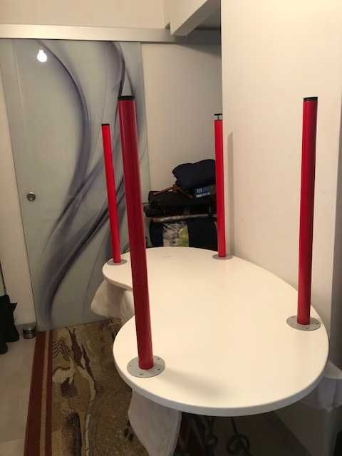 Stolik biurko HISSMON / ADILS - nerkowiec biały / czerwony