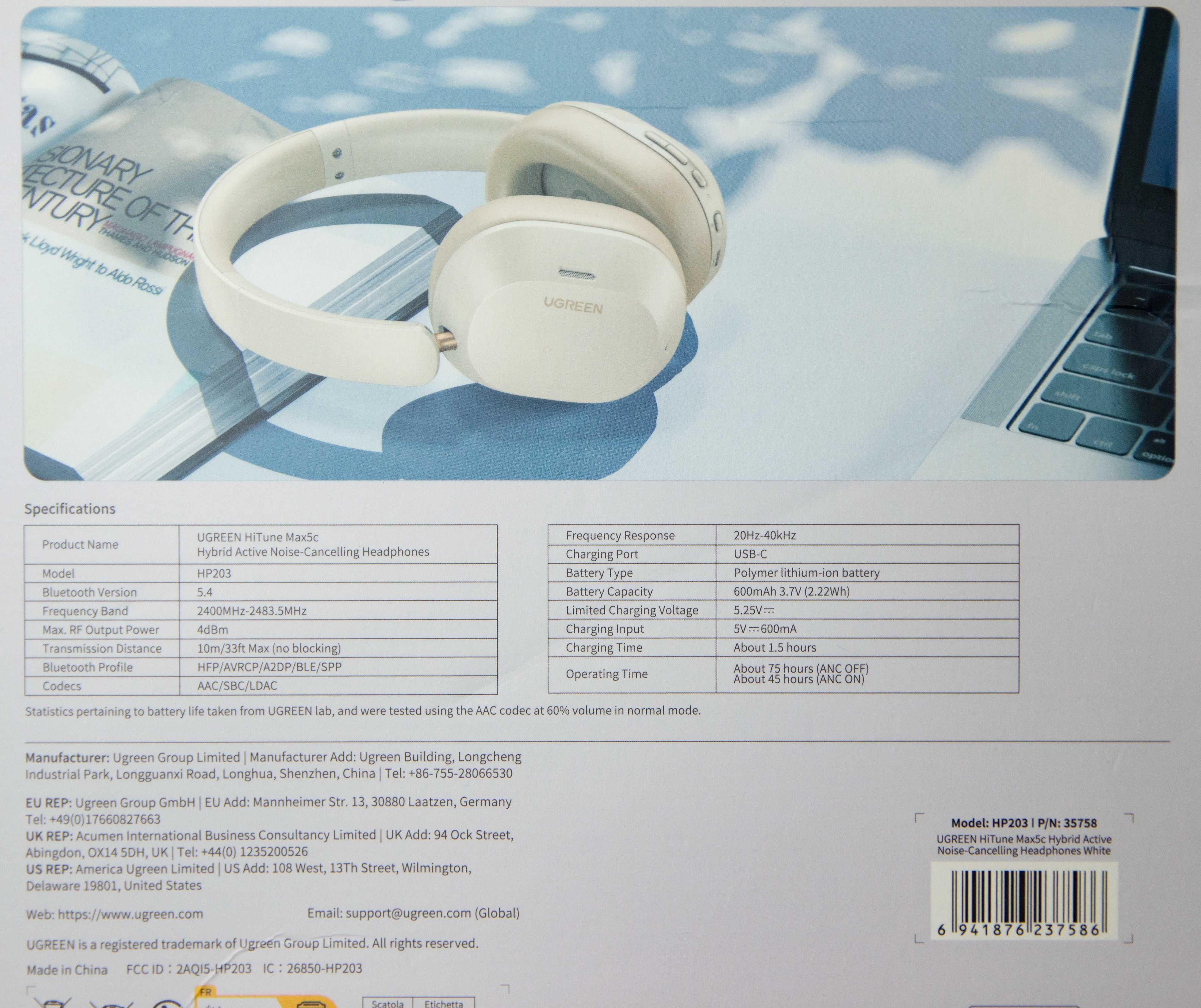 БАСХЕДНІ! Наушники UGREEN HiTune Max 5С|ANC/BT 5.4/LDAC/70 год