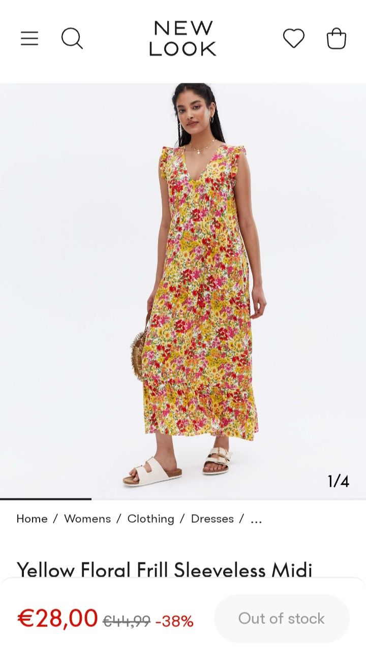 NEW LOOK 38r długa słoneczna sukienka w kwiatki kwiatuszki midi maxi