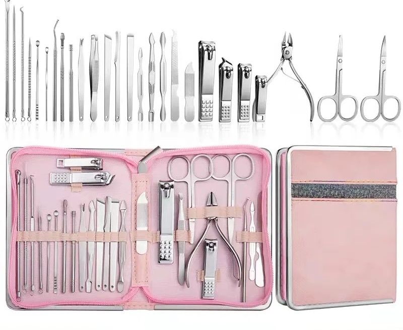 Zestaw do manicure pedicure profesjonalny 26 narzędzi ze stali 24h
