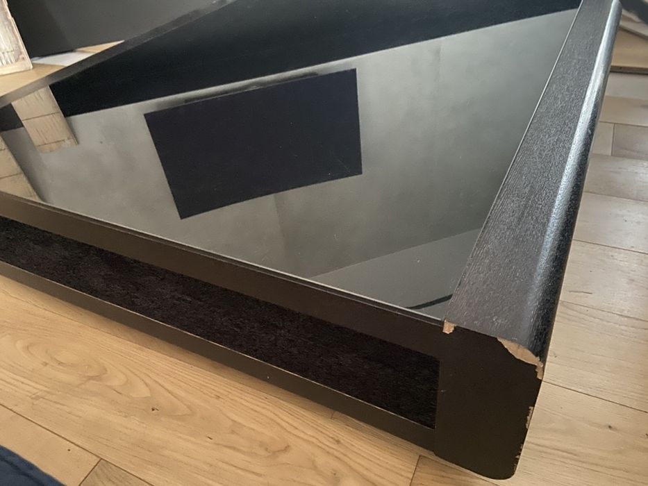 Stolik kawowy duży 120x120 fornir wenge, blat szyba ciemna