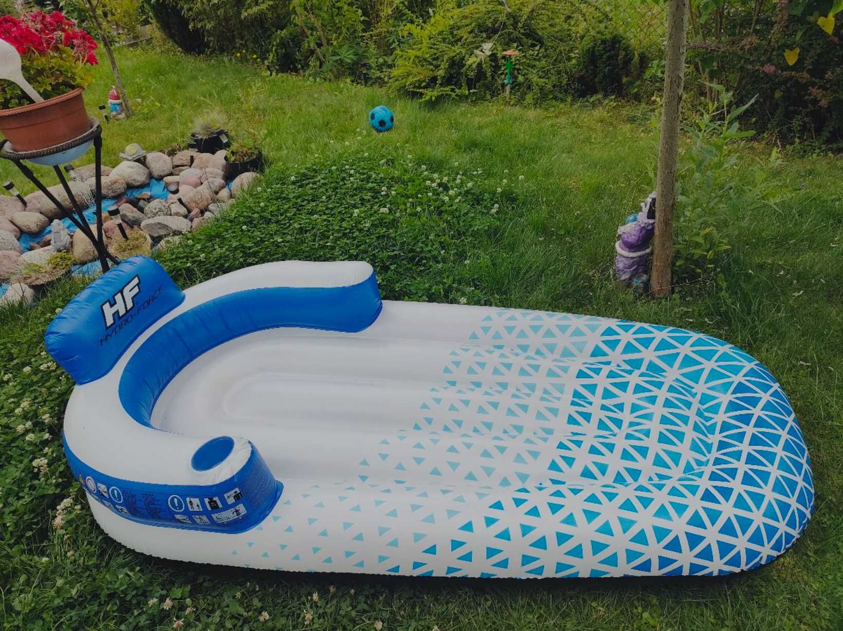 Zestaw 2w1 XXL Mocny Dmuchany materac Fotel + Gratis Materac Plaża