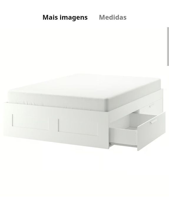 Cama IKEA Brimnes Branco 4 Gavetas + Colchão Hövâg 140x200cm