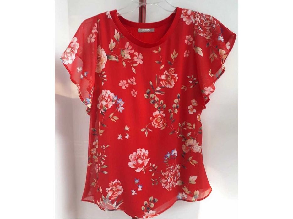 Bluzka czerwona S 36 Orsay kwiaty