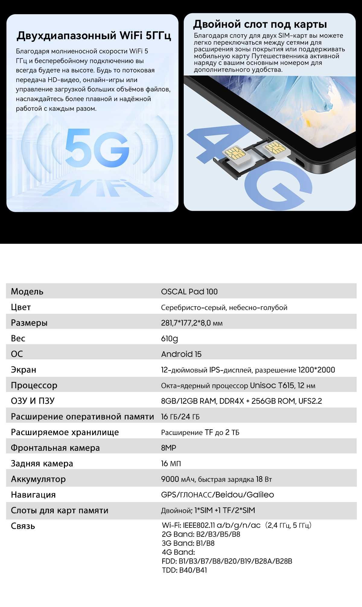 BLACKVIEW OSCAL PAD 100, 24/256Gb, 9000мАч, клавиатура в подарок !!!