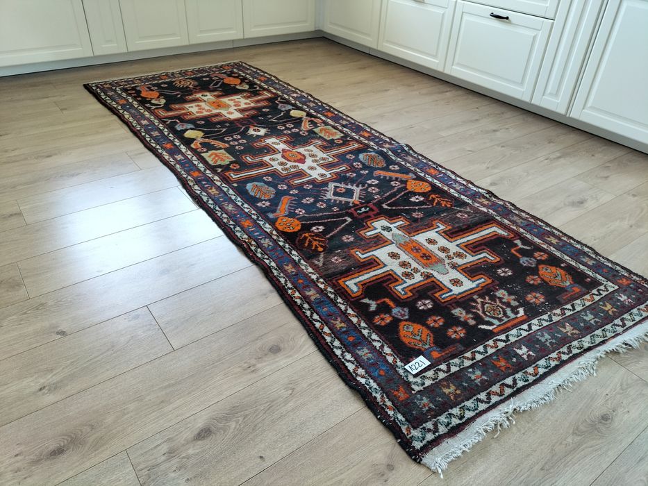 Niespotykany wełniany ręcznie tkany Irański chodnik 100x275cm