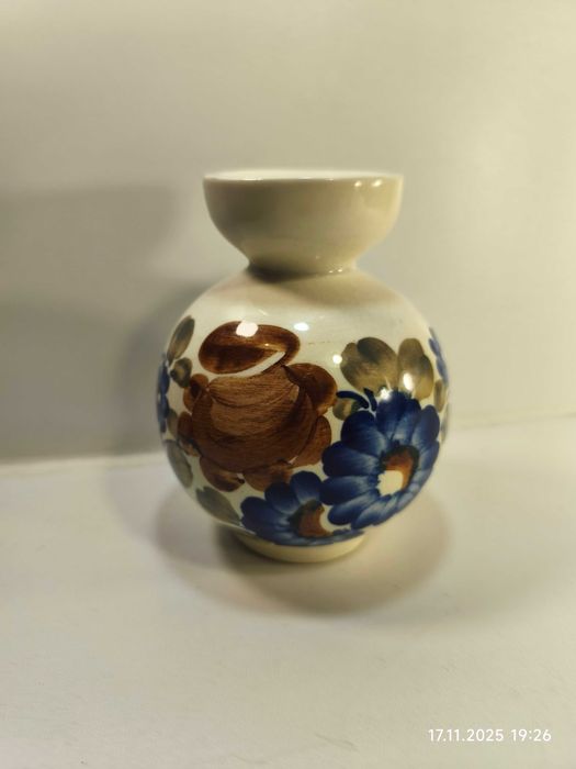 Świecznik fajans Włocławek 14cm kula ceramika PRL