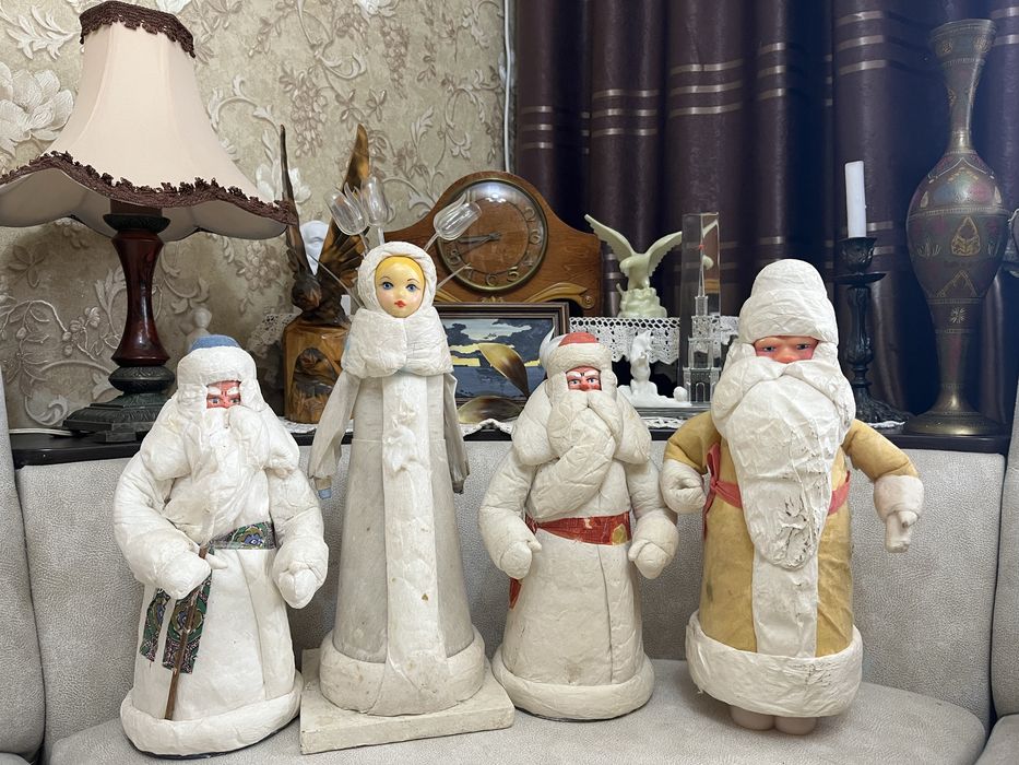Елочные новогодние игрушки. Дед Мороз. Снегурка. СССР.