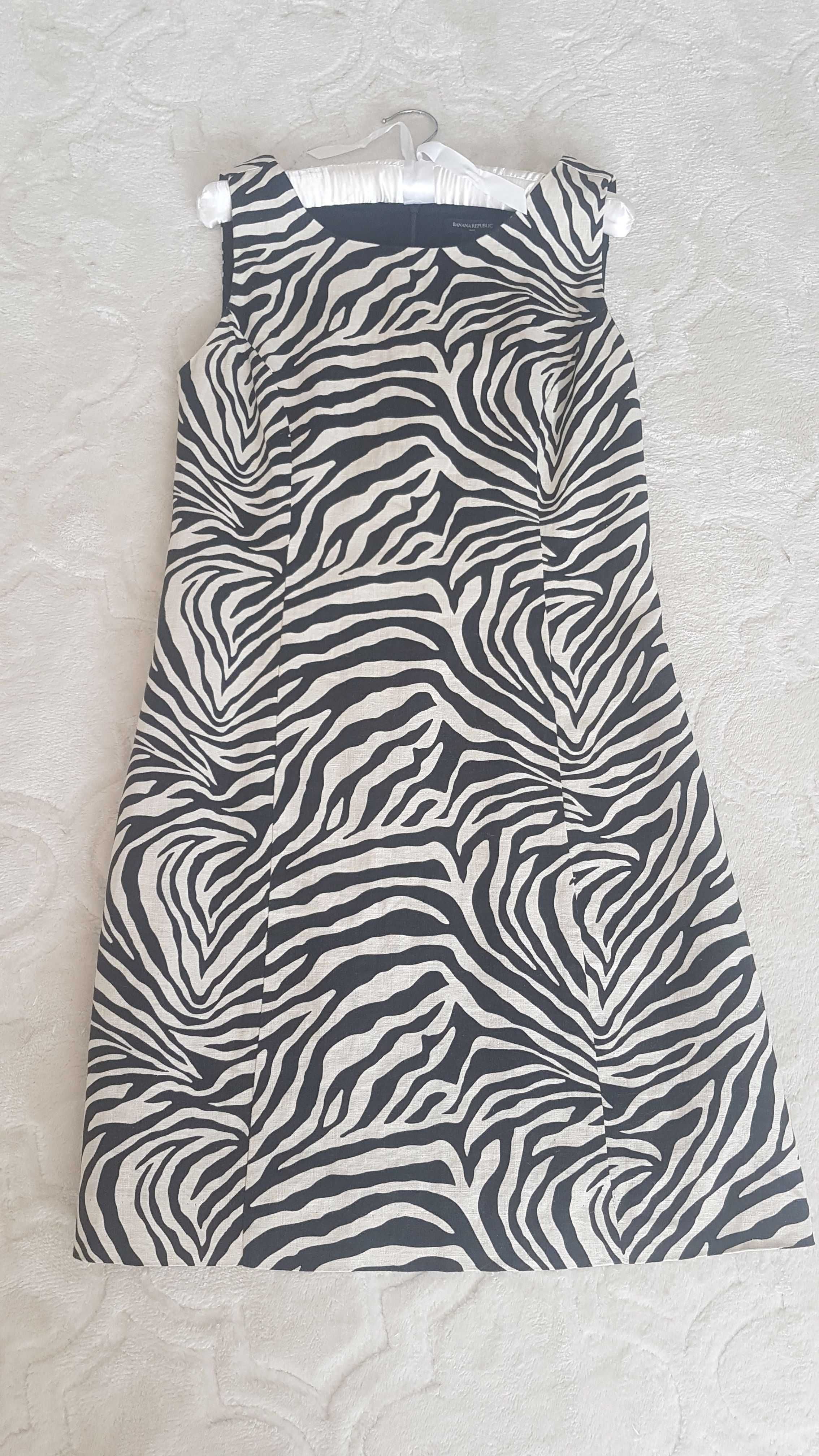 Banana Republic sukienka letnia zebra len S/M
