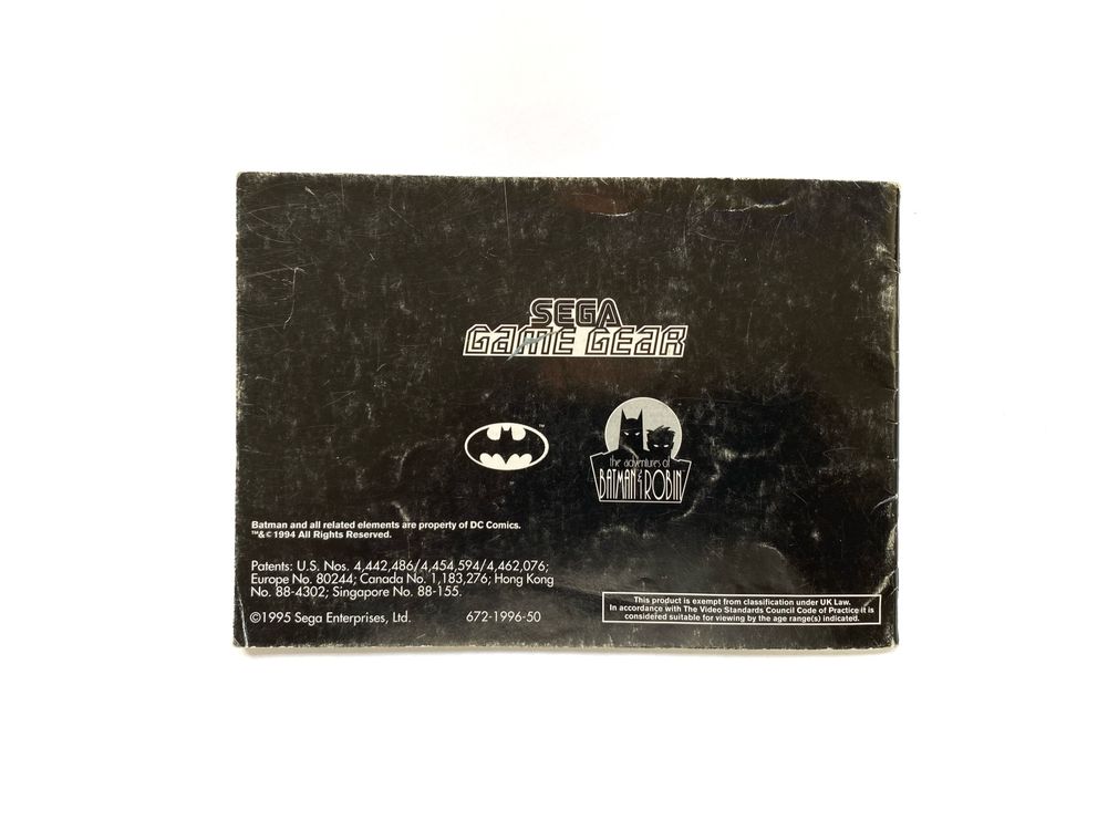 The Adventures of Batman and Robin (Game Gear, SEGA) manual