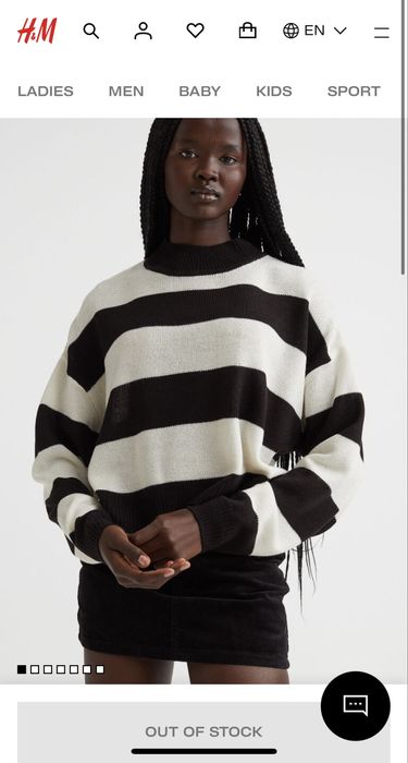 Кофта h&m divided в полоску, полосатий светр чорно-білий