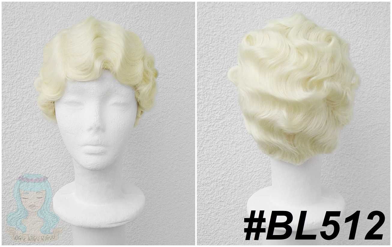 Blond falowana krótka peruka sufrażystka lata 20ste wig cosplay fale