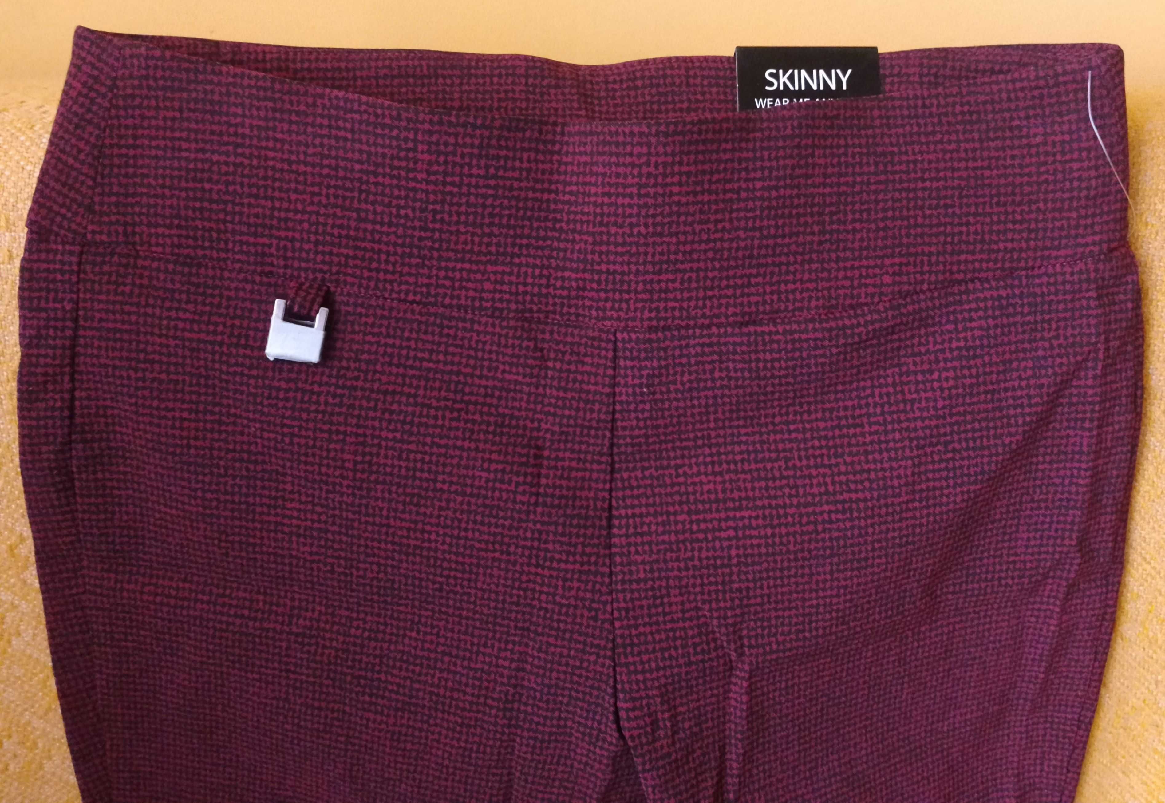 nowe spodnie pepitka fiolet bordo-czarne SKINNY 42 44/ XL XXL