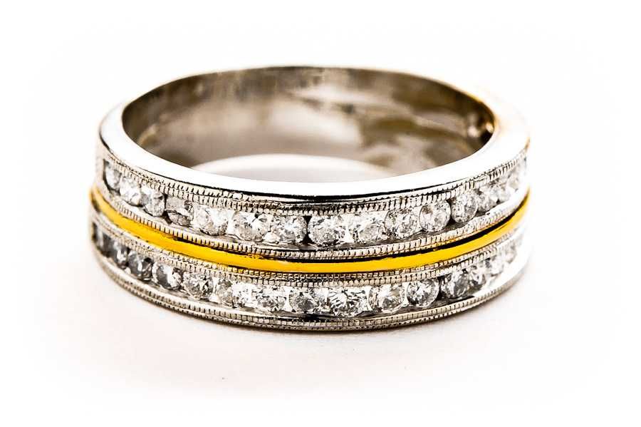 Złoty Pierścionek - DWA KOLORY ZŁOTA - 14K - 6,30g - DIAMENTY - Kraków