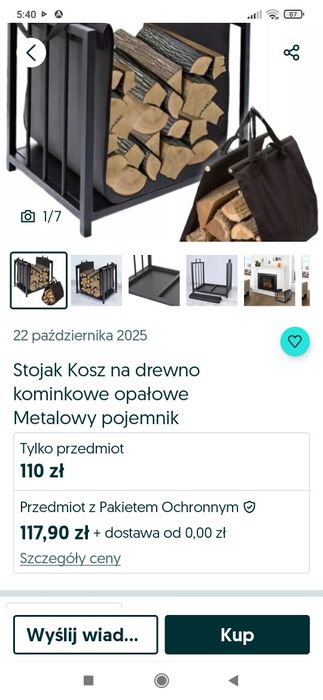 NOWY pojemnik na drewno kominkowe wymiary 50x37x50