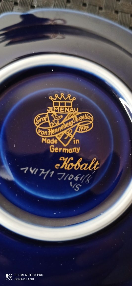 R   Porcelana ILMENAU Serwis Kobalt BRABANT Złocony Mokka