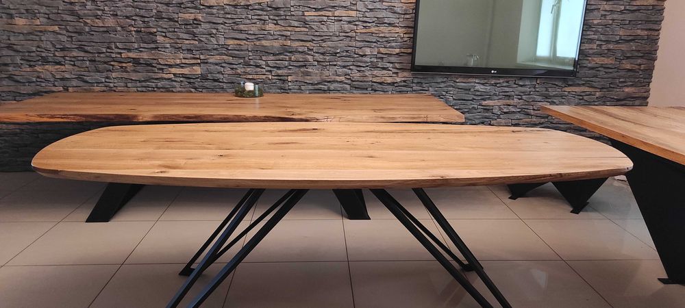 stół dębowy owalny 240x100 oryginalna krawędź producent dostępny
