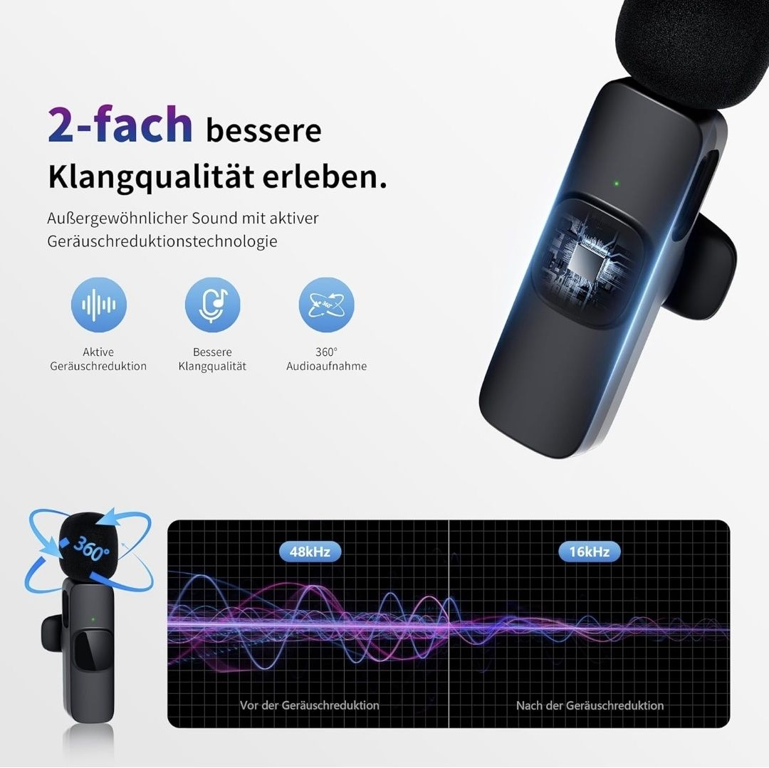 Беспроводной петличный микрофон Qhot для iPhone, iPad