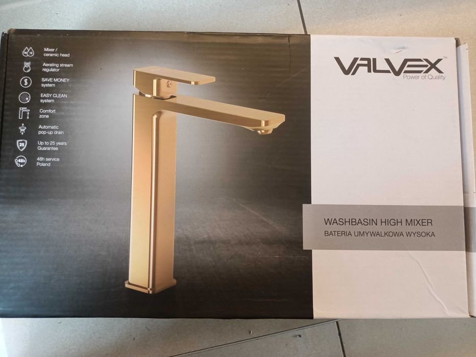 Bateria umywalkowa wysoka Valvex Remo gold złota nowa