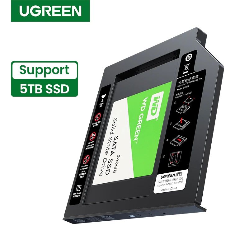Карман Кишеня адаптер Ugreen 9.5мм 2.5 HDD/SSD SATA 3.0у ноутбук 6Gbps