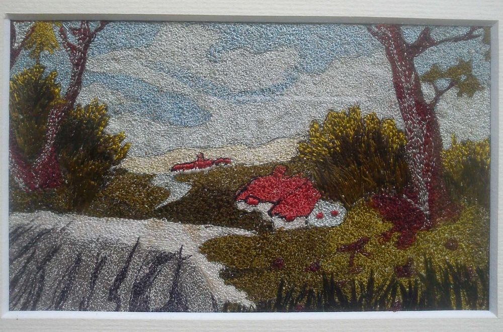 Stary obrazek haftowany w ramce