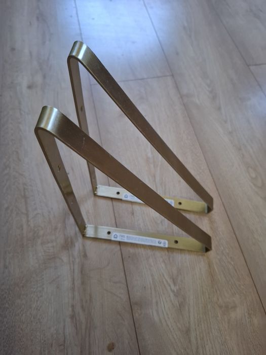 Wsporniki do półek, szafek, stalowe 200 x 280 mm kolor złoty, mosiężny