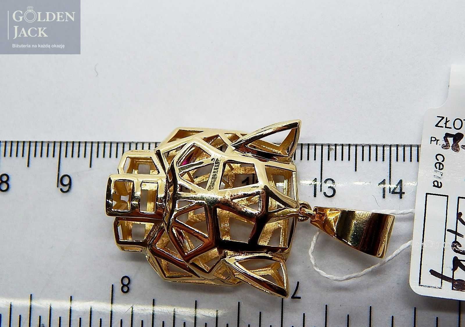 Złota zawieszka wisiorek głowa Pantery ażurowe złoto pr. 585 5,92 g