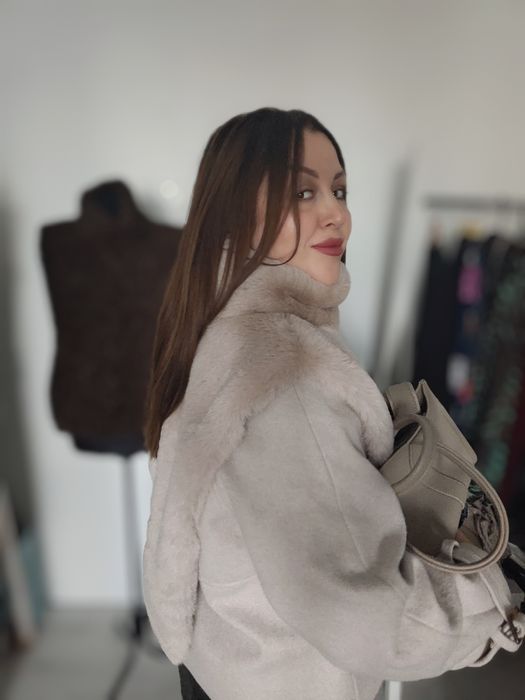 Хутряна манішка еко хутро під норку бежева