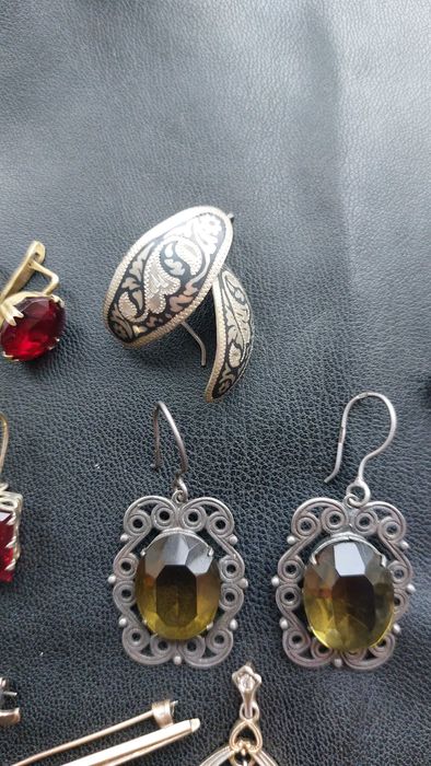 Серьги, кульчики, броши, кулон серебро винтаж
