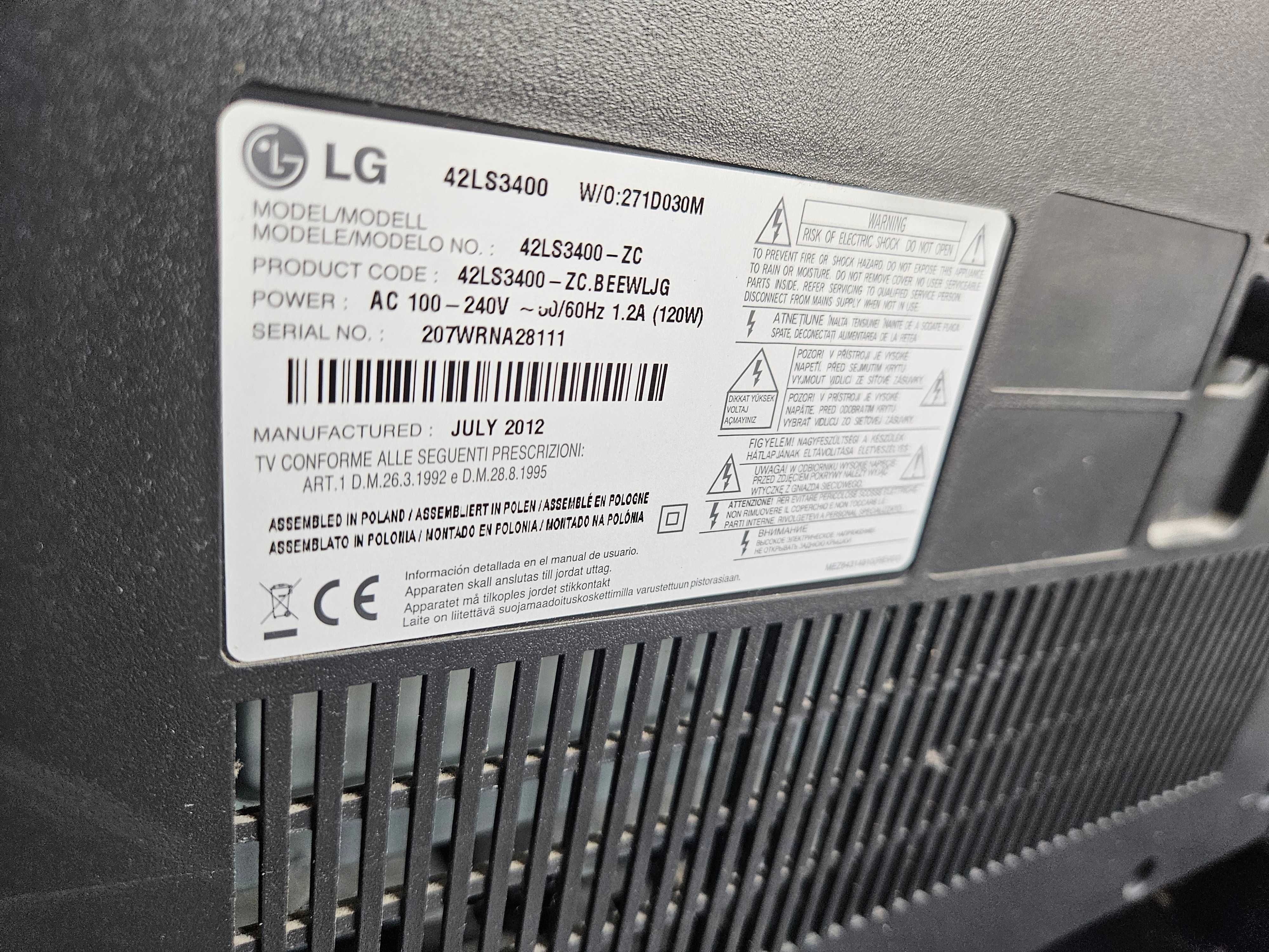 Telewizor LED 42" LG 42LS3400 bez DVB-T2/HEVC