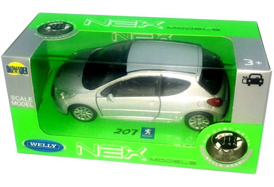 Peugeot 207 model metal WELLY 1:34 srebrny