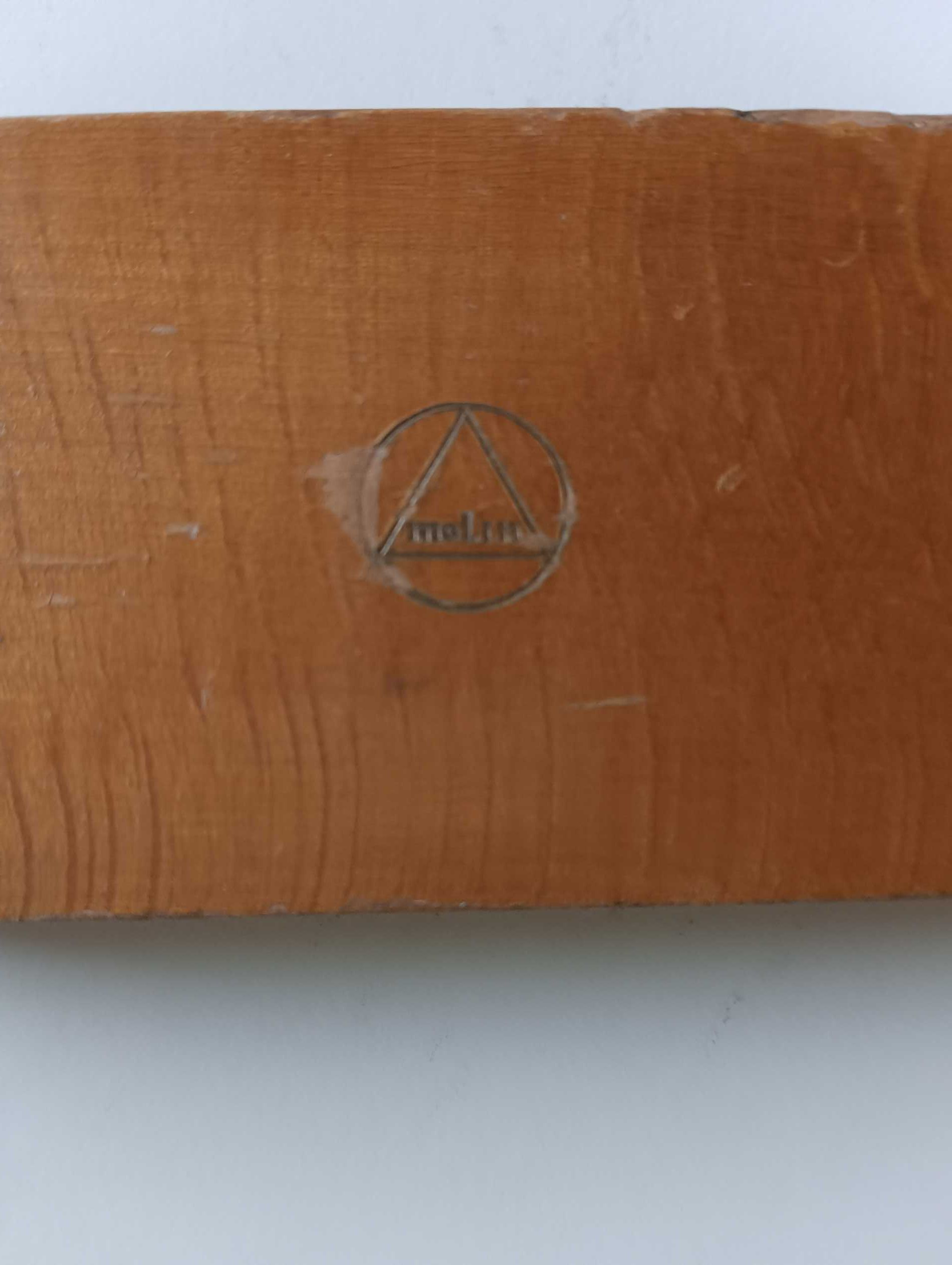 Esquadro "T" Molin,  década 70  > 1 metro, marcas de uso e "estojo"