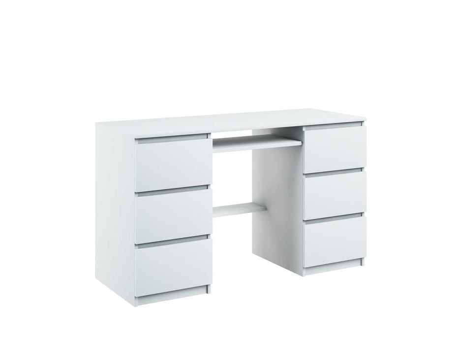 Biurko z 6 szufladami w kolorze białym oraz sonoma | Mat
